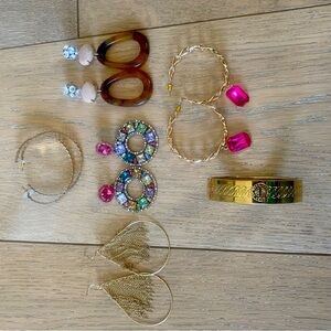 Bundle of earrings and bangle bracelet